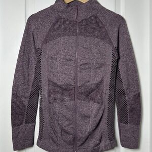 Soho Sport Plum Seamless Mesh Panel Breathable Full Zip Fitted Athletic Jacket